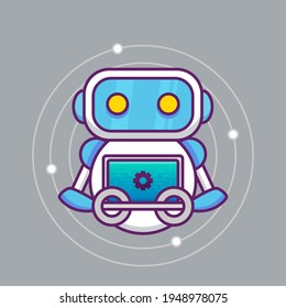 cute artificial intelligence with monitor