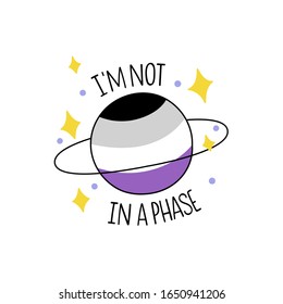 Cute asexual pride symbol. Vector hand drawn illustration and lettering. LGBTQ pride poster, banner, logo design.