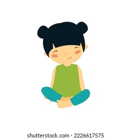 Cute Asian girl. The baby is sitting. Cartoon African girl. The girl winks. Japanese. Chinese. Asian