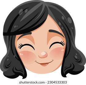 Cute Asian girl cartoon character illustration