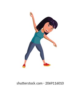 cute asian girl make body exercise cartoon vector. cute asian girl make body exercise character. isolated flat cartoon illustration