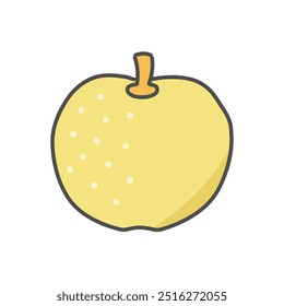Cute asian pear illustration in simple colors