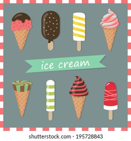 Cute assorted ice creams