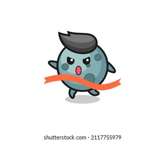 cute asteroid illustration is reaching the finish , cute style design for t shirt, sticker, logo element