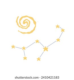 Cute astrology stars constellation. Exploring solar system, discovering universe cartoon vector illustration
