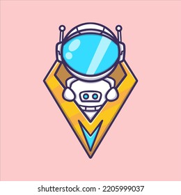 Cute astronaut activities in the spaceship cartoon vector icon illustration