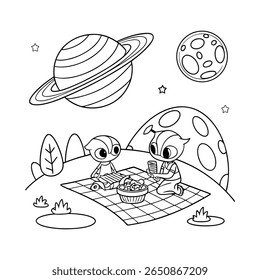 Cute Astronaut and Alien Space Adventure Coloring Pages for Kids	