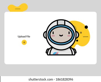 Cute astronaut avatars on white background and black yellow abstract