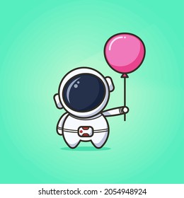 A cute astronaut with balloon flat design