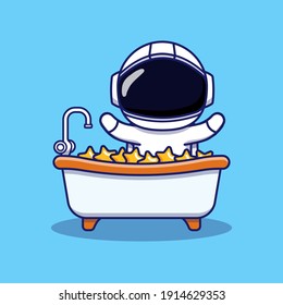 Cute astronaut in the bathtub
