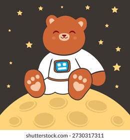 Lindo oso astronauta en un planeta Ilustraciones vectoriales