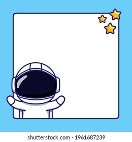 Cute astronaut with blank text board