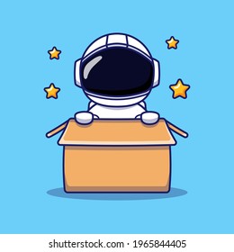 Cute astronaut in the box