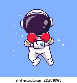 Cute Astronaut Boxen in Space Cartoon Vektorsymbol Illustration. Science Sport Icon Konzept isoliert Premium Vektorgrafik. Flachbildkartonstil