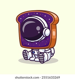 Cute Astronaut In Bread Space Cartoon Vector Icon 
Illustration. Science Food Icon Concept Isolated Premium 
Vector. Flat Cartoon Style 