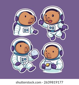 Cute Astronaut Capybara Illustration Design