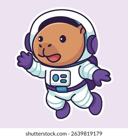Cute Astronaut Capybara Illustration Design