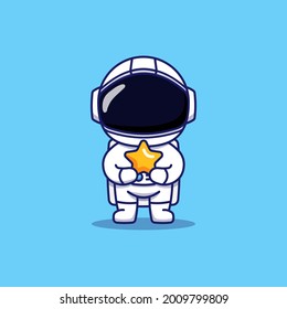 Cute astronaut carrying a star