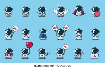cute astronaut cartoon, bundle set