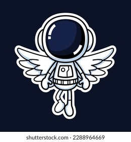 Cute Astronaut Cartoon Character With Angel Wings. Premium Vector Graphic Asset.