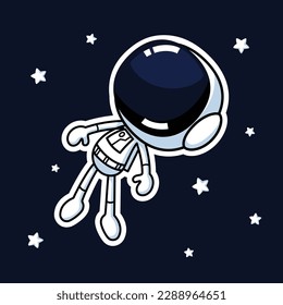 Cute Astronaut Cartoon Character Floating In The Space. Premium Vector Graphic Asset.