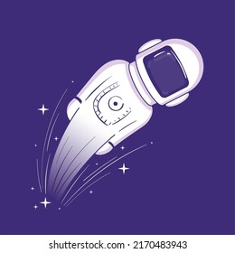 Cute astronaut cartoon character with a flying effect Vector
