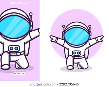 Cute astronaut cartoon icon illustration