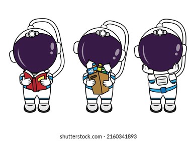 cute astronaut cartoon illustration graphic