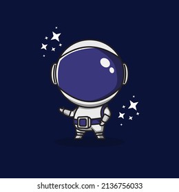 cute astronaut cartoon illustration vector