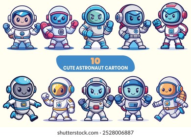 cute Astronaut Cartoon Illustration Vector