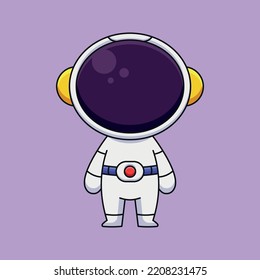 cute astronaut cartoon mascot doodle art hand drawn concept vector kawaii icon illustration