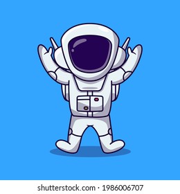 Cute Astronaut cartoon Set illustration. Space Icon Concept Isolated Premium Vector. Flat Cartoon Style