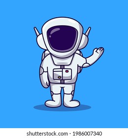 Cute Astronaut cartoon Set illustration. Space Icon Concept Isolated Premium Vector. Flat Cartoon Style