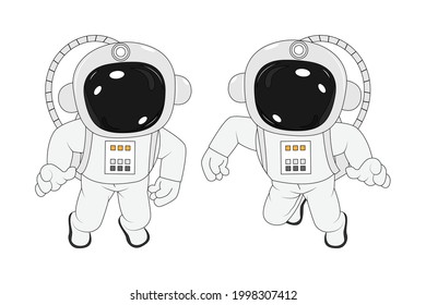 cute astronaut cartoon, simple vector illustration