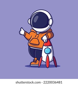 Cute astronaut in cartoon style. Modern astronaut vector illustration