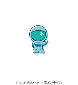 Cute Astronaut Cartoon Vector Icon Illustration. Science Technology Business Icon Concept Isolated Premium Vector. Flat Cartoon Style