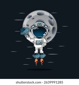 Cute Astronaut Cartoon Vector Icon Illustration.