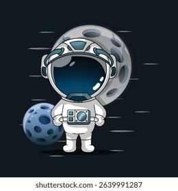 Cute Astronaut Cartoon Vector Icon Illustration.