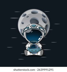 Cute Astronaut Cartoon Vector Icon Illustration.