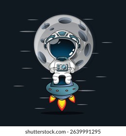 Cute Astronaut Cartoon Vector Icon Illustration.