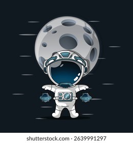 Cute Astronaut Cartoon Vector Icon Illustration.