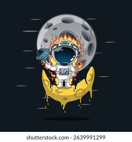Cute Astronaut Cartoon Vector Icon Illustration.