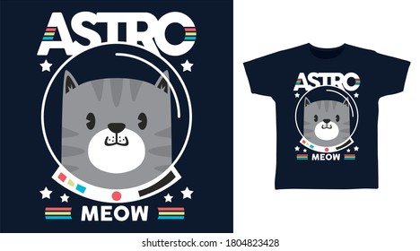 Cute astronaut cat astromeow for print on tee