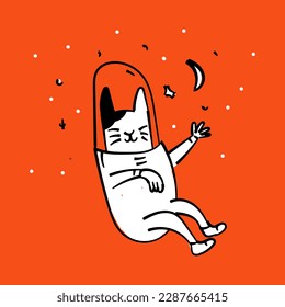Cute astronaut cat vector design for wallpaper, background, fabric and textile