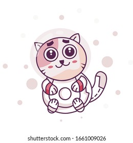 cute astronaut cat vector illustration