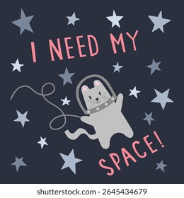 Ilustração de vetor de gato de astronauta bonito