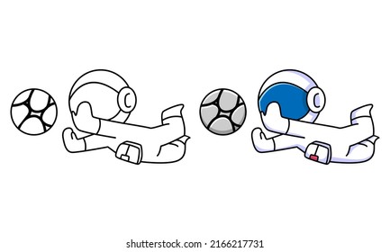 cute astronaut catching the ball coloring page for kids