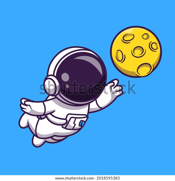Cute Astronaut Catching Moon Cartoon Vector Icon\
Illustration. Science Technology Icon Concept Isolated Premium\
Vector. Flat Cartoon\
Style
