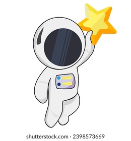 A Cute astronaut catching star cartoon.
Science Technology Icon Concept.
Flat Cartoon Style. Vector Illustration.