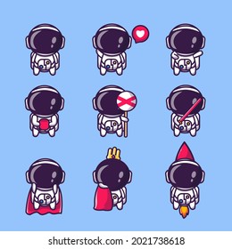 Cute Astronaut Character Cartoon Set Collection. Good for space, kids content